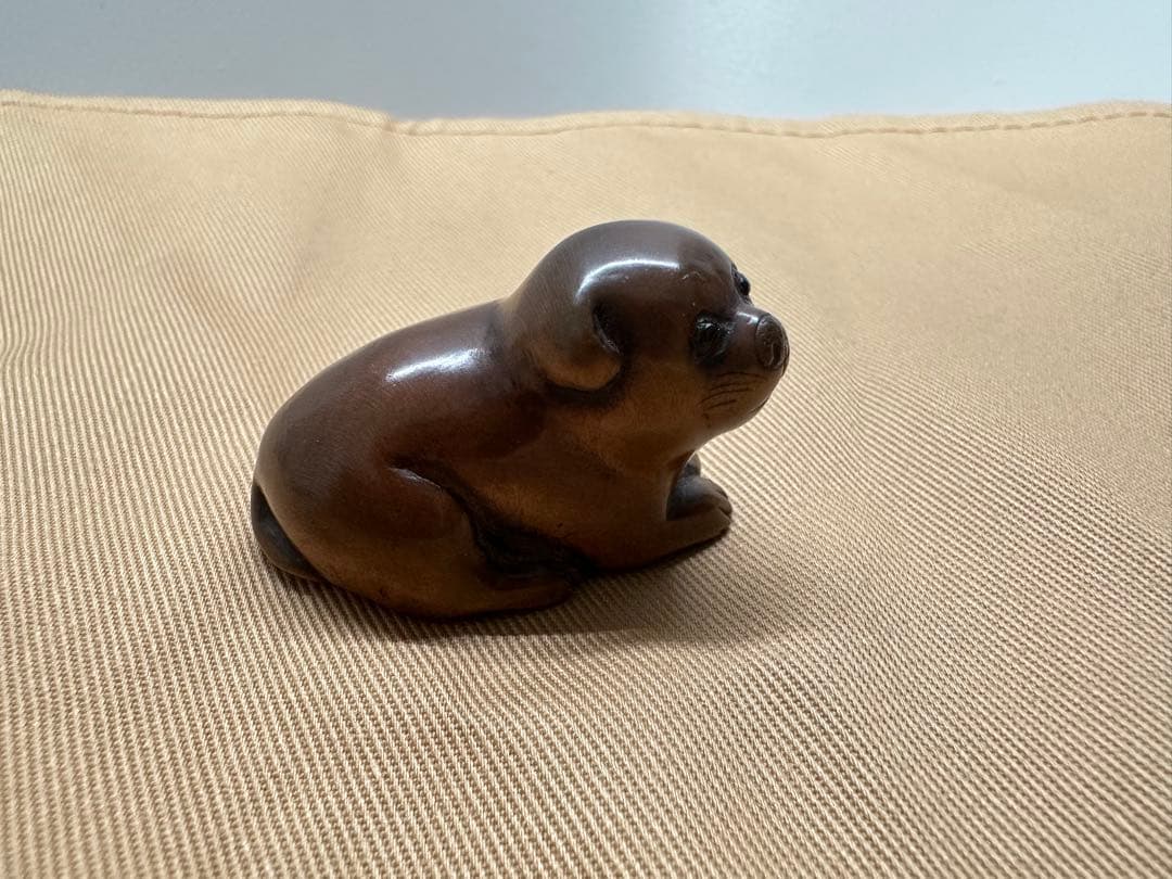 根付(netsuke) 犬の根付 木製 江戸時代