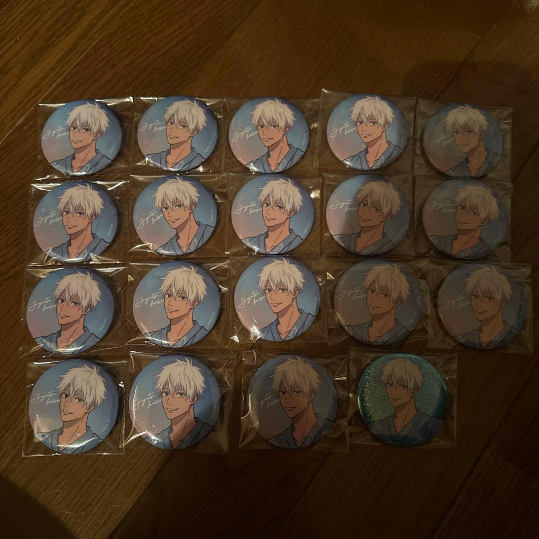 五条悟　極楽湯　缶バッジ　等身