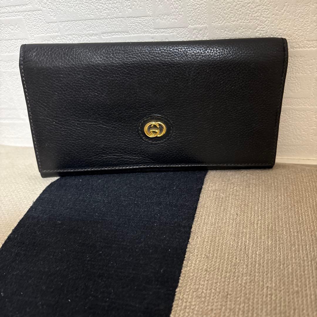 GUCCI グッチ　長財布　インターロッキング　ブラック