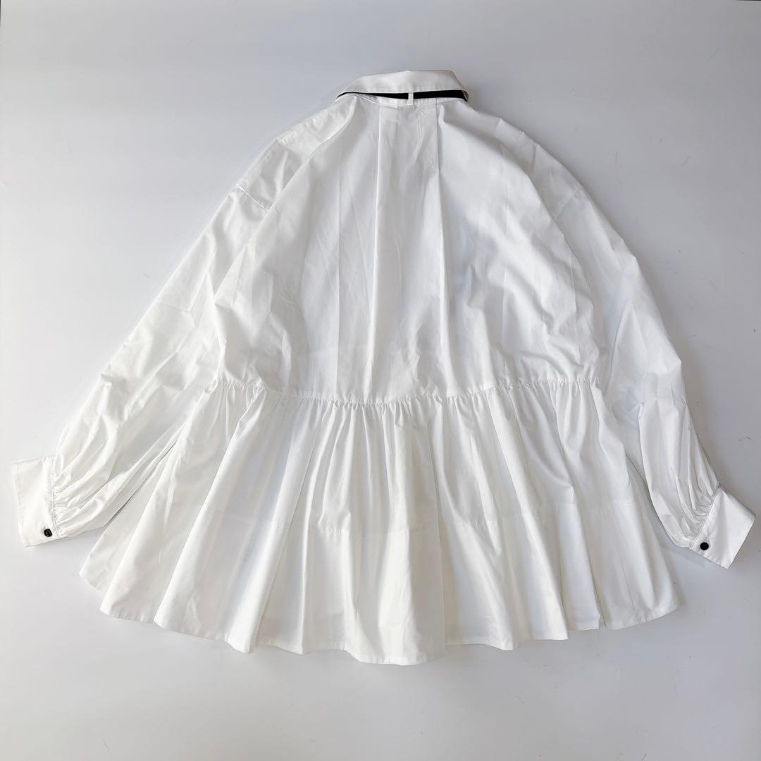 美品⁑CADUNE カデュネ ボウ付きシャツチュニック ホワイトブラック