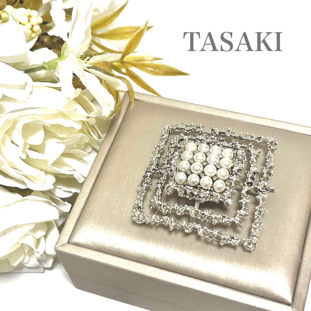 美品✨田崎真珠　TASAKI タサキ パール　ブローチ　コサージュ　スクエア