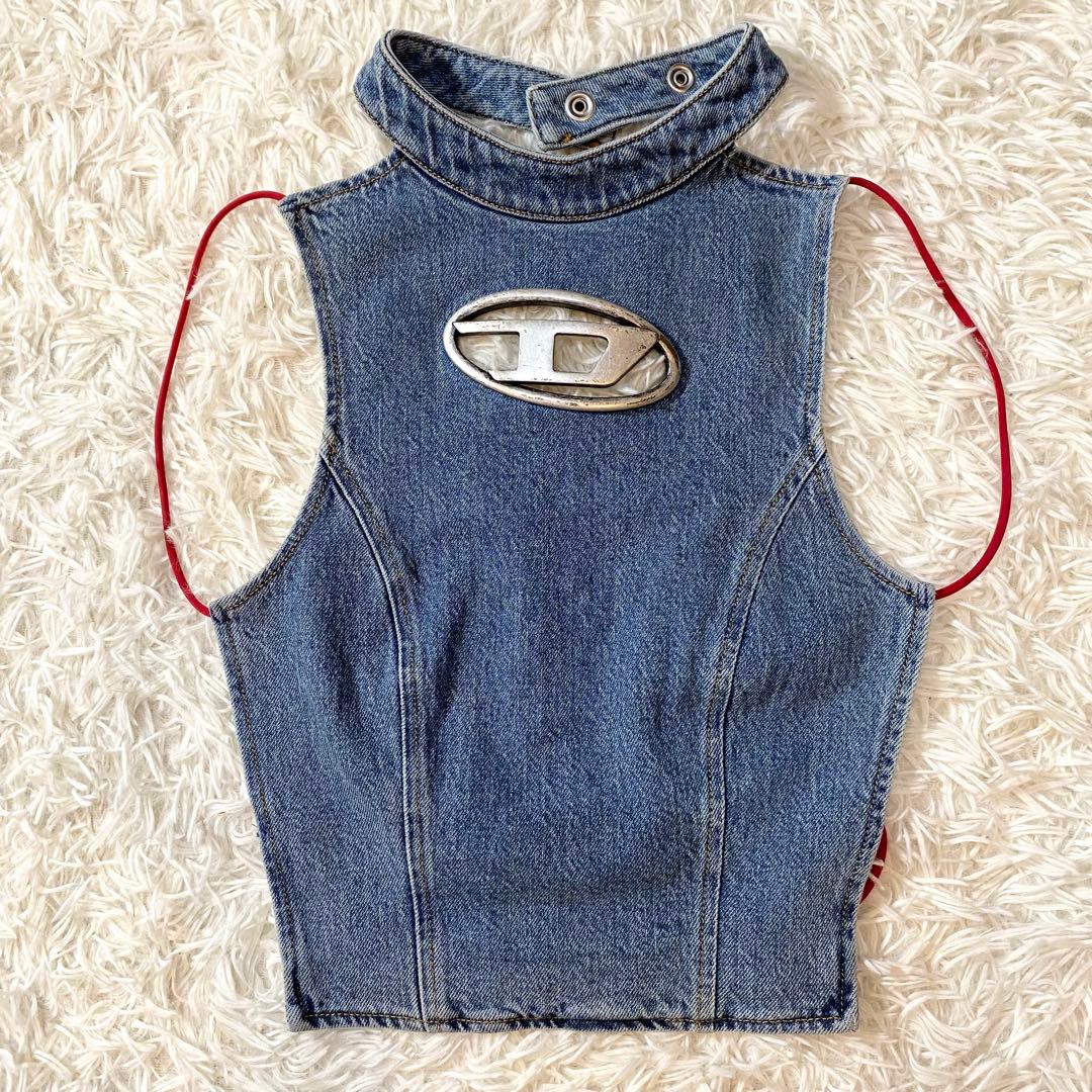 DIESEL 23SS Dロゴ プレート デニム トップス 38