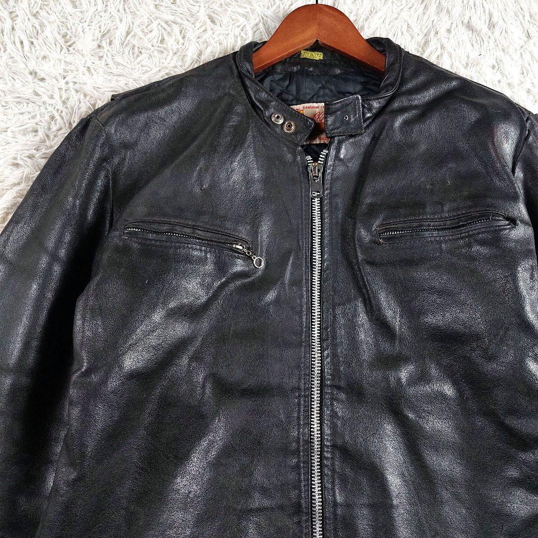 70s 希少 Excelled USA製 ダブルレザーライダースジャケット 46