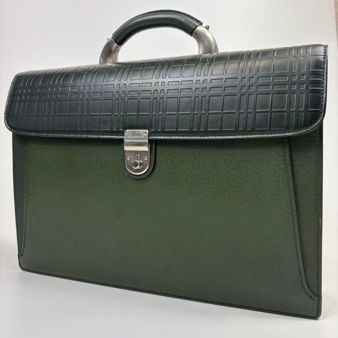 ✨美品✨希少 BURBERRY サフィアーノ ダレスバッグ ビジネスバッグ 緑