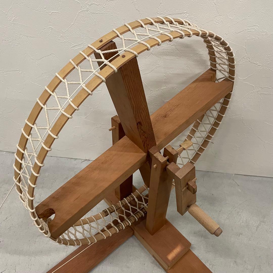 稲垣機料 竹製紡車 管巻機 糸巻き機 手織り道具 織り物 機織り機 糸車