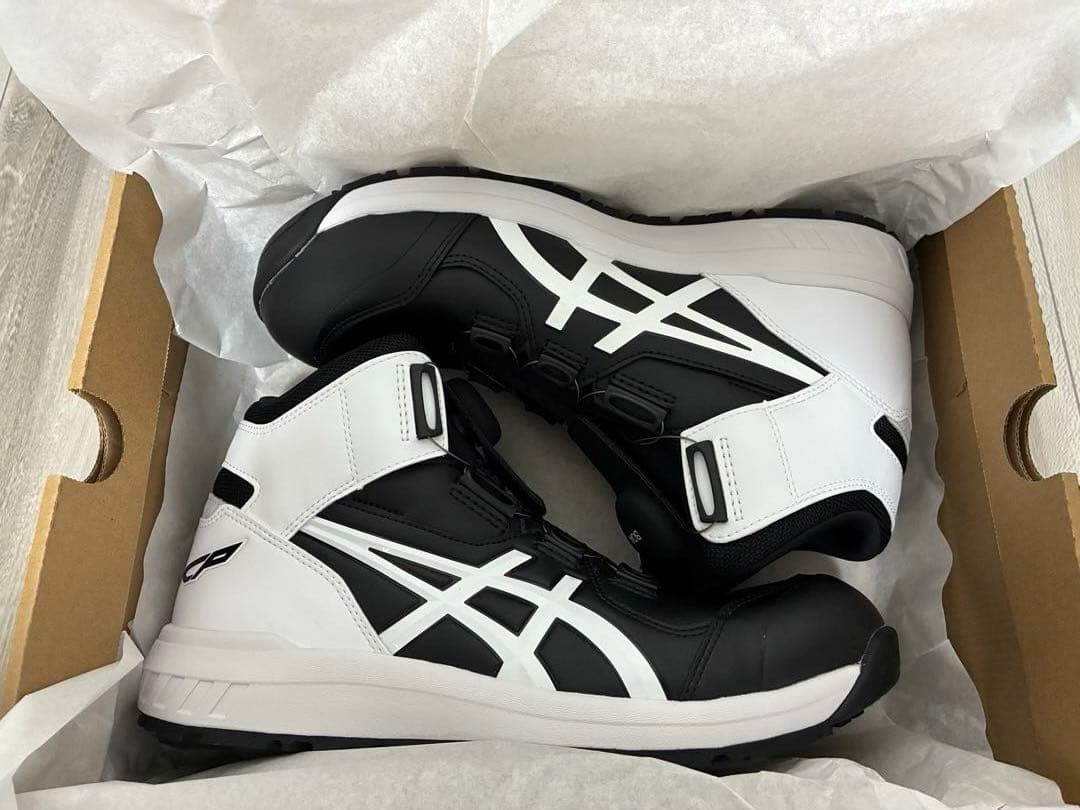 asics BOAシステム ハイカット安全靴 ブラック/ホワイト