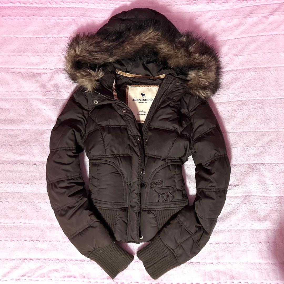 Abercrombie&Fitch アバクロ ブラウン ファー ダウン 短丈