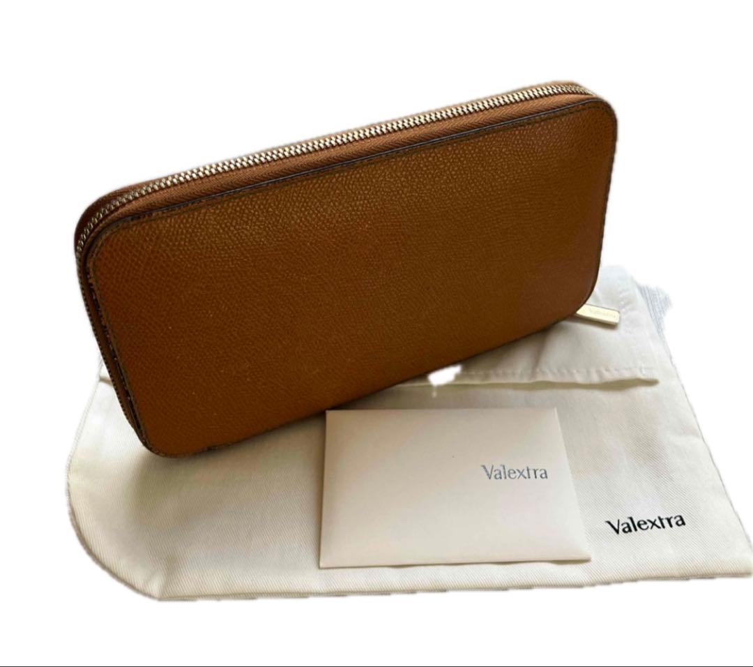 ヴァレクストラ ラウンドファスナー 長財布 ブラウン レザー Valextra