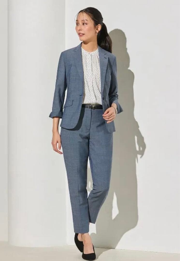 新品　ORIHICA エアーテックスパンセットアップ クロップドパンツ 織柄