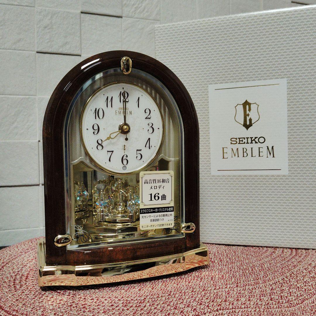 新品SEIKO EMBLEM HW591B 置時計 電波クロック スワロフスキー