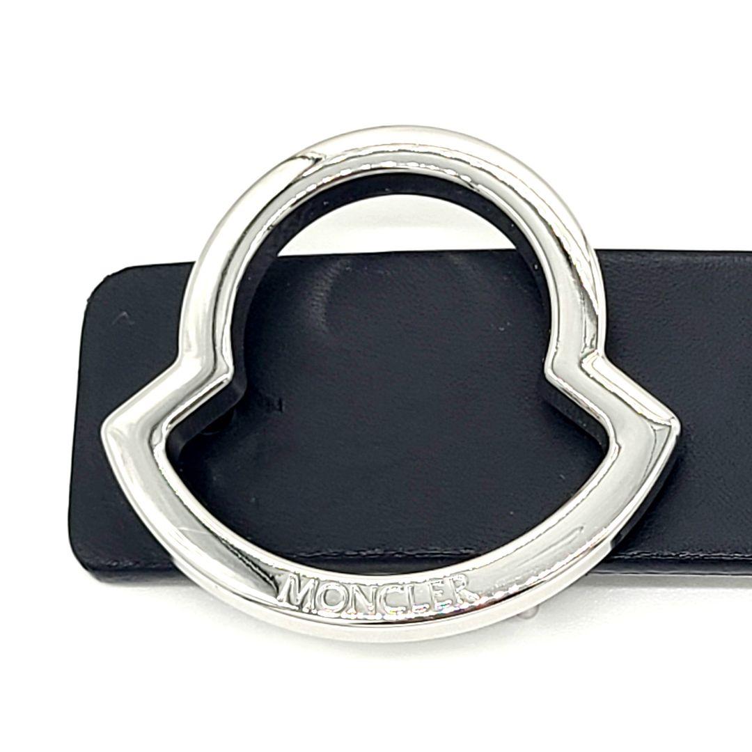 モンクレール GP×革 ブラック シルバー ロゴバックル ベルト メンズ