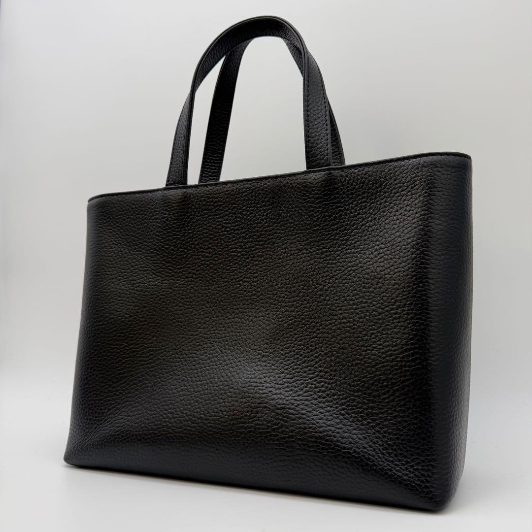 【極美品】HushTug ハッシュタグ ジップミニトート ブラック シボ革