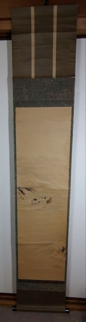 渡辺清 掛軸 雪中鴨の図 骨董品 希少品 森寛斎 雪中柳長春鶯之図｜古美術・掛け軸の販売・買取・鑑定-松本松栄堂