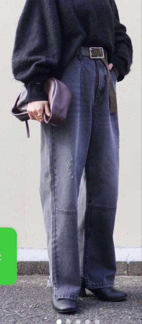 yenn グレー タッグワイドデニム 40 美品　定価26400