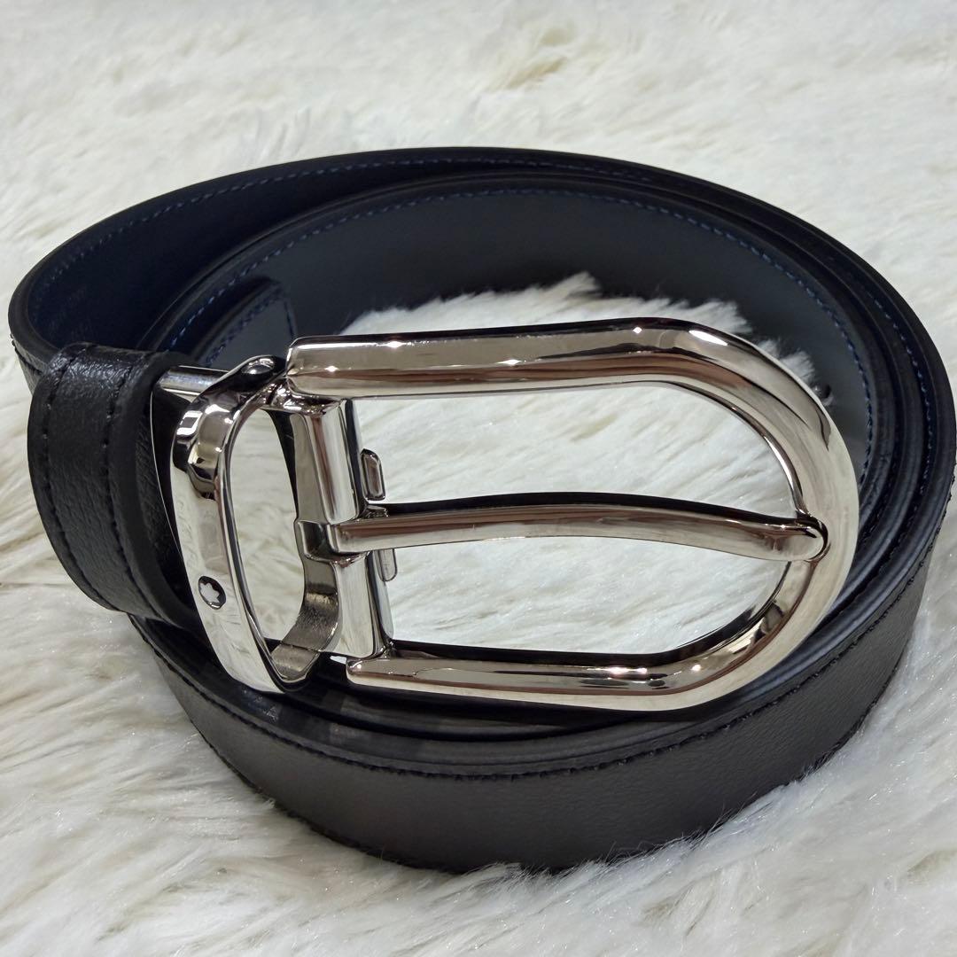 【新品同様】モンブラン レザーベルト 10FAP 本革 5ホール 黒 ビジネス MONTBLANC（モンブラン） メンズ レザー ベルト 114412/116579/ 114416