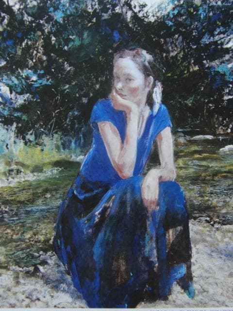 大場再生、【水辺のモノローグ】、希少な画集画、新品高級額・額装付