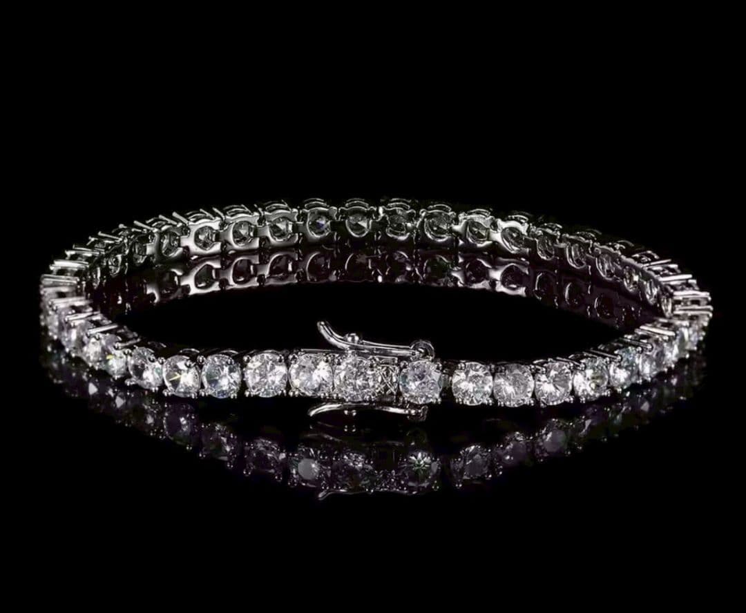 【限定品・証明付】モアサナイト×S925 テニスチェーンブレスレット