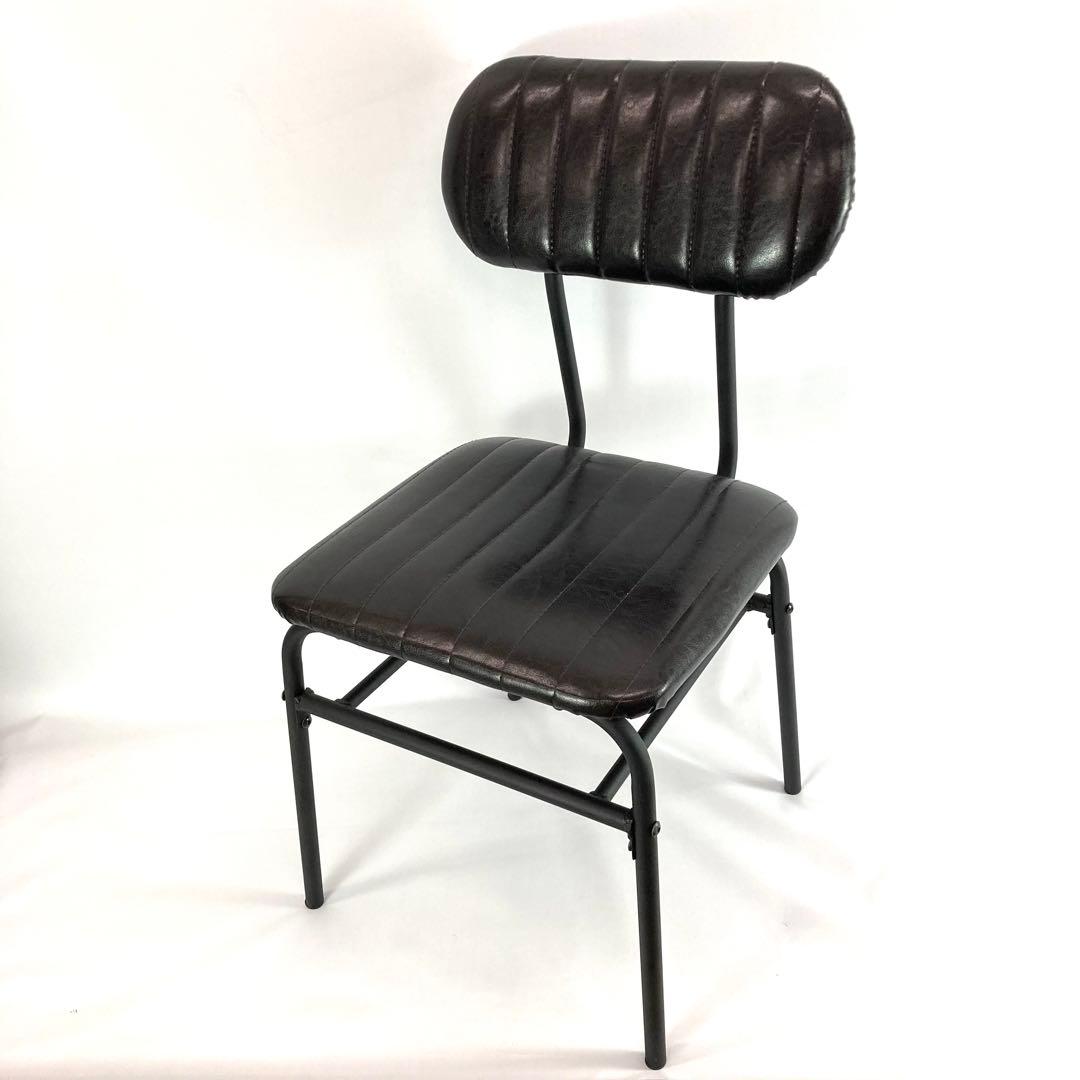 ピ*ん様 アンティークデザイン インダストリアル スチールフレームチェアー ブラ