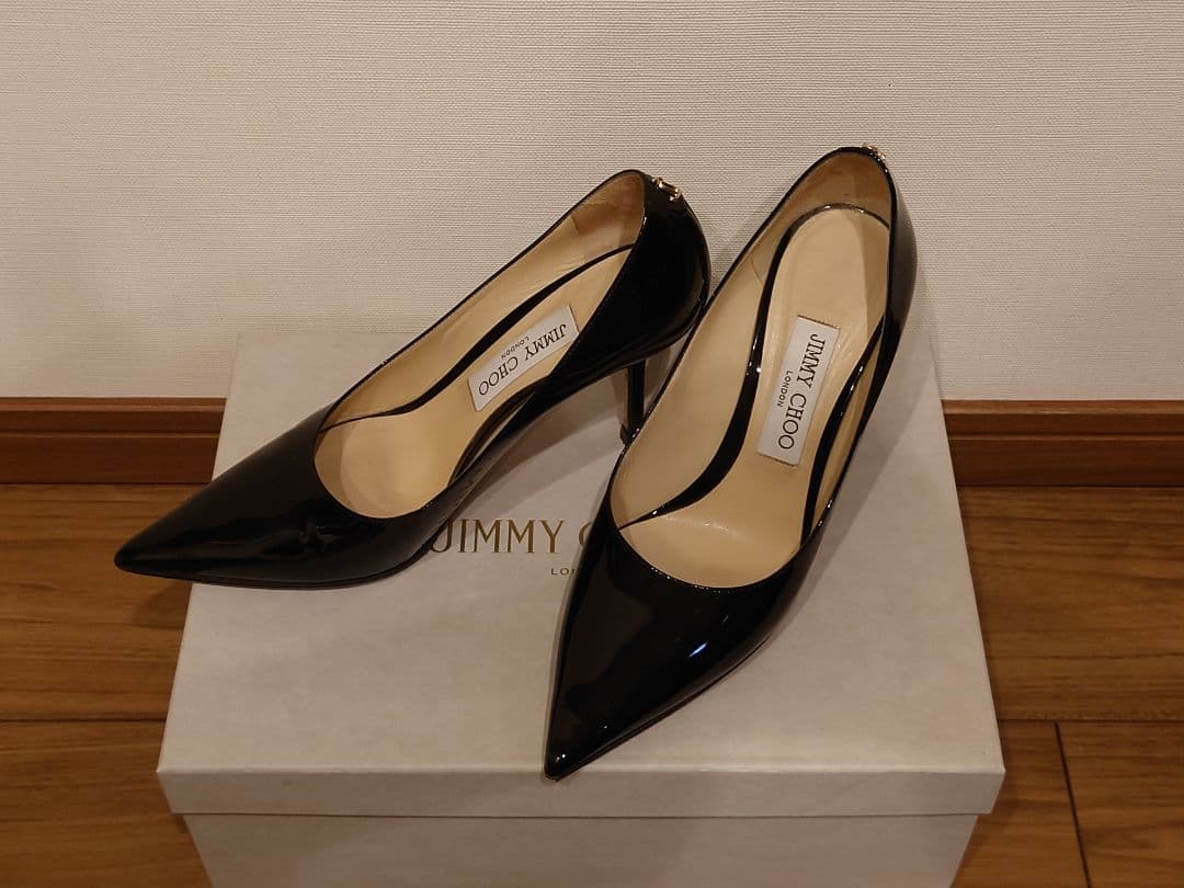 JIMMYCHOO　ジミーチュウ　Love85　37 アイボリー チュールオーバーレイ付き メタリック シルバー グリッター