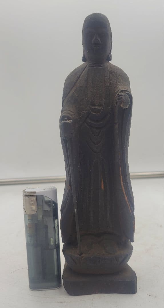 時代物　木彫　地蔵菩薩像　江戸時代　仏教美術　骨董品　美術品