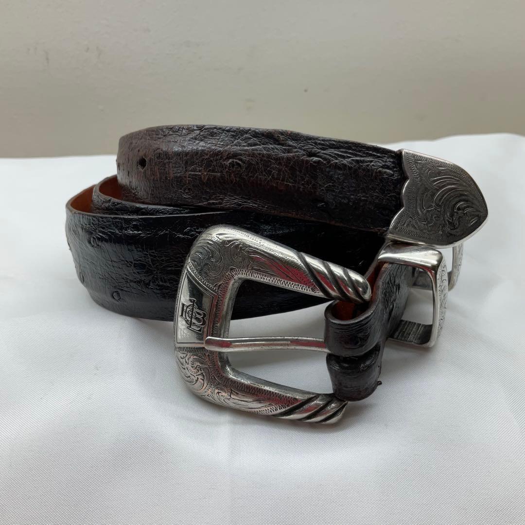 ルケーシー ベルト オーストリッチ ダークブラウン 34インチ