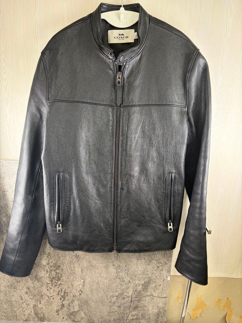 【美品】コーチ　黒 レザー シングルライダースジャケット