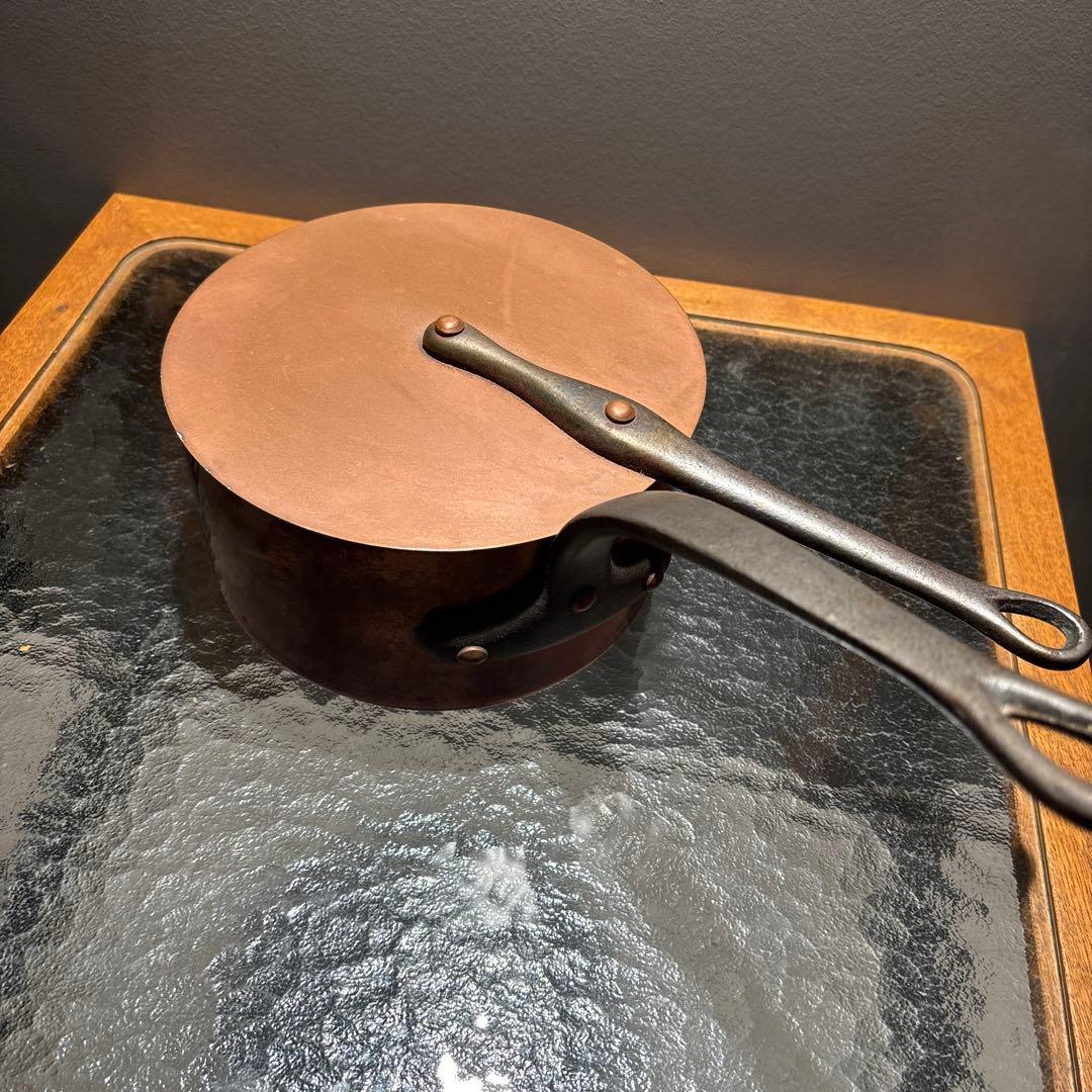 【お値下げ】Matfer 銅製片手鍋 アイアンハンドル 銅製蓋付き【IH不可】