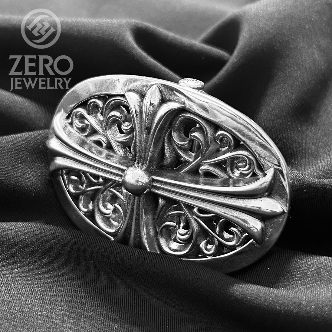 【⭐️即日発送⭐️925刻印】クラシックオーバルクロス ベルトバックル