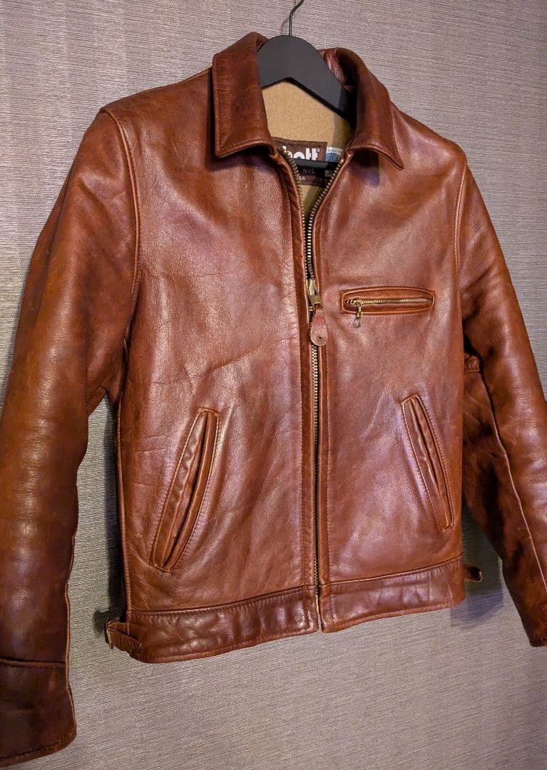 Schott レッドブラウンレザー ステアハイドトラッカージャケット サイズ34