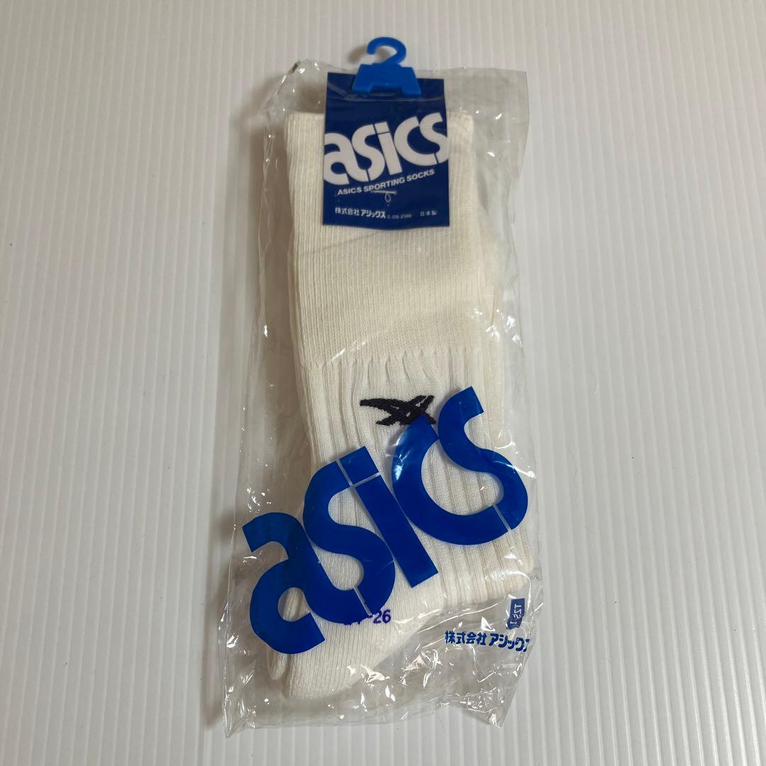 レトロ asics アシックス 旧ロゴ スポーティングソックス 靴下 24〜26