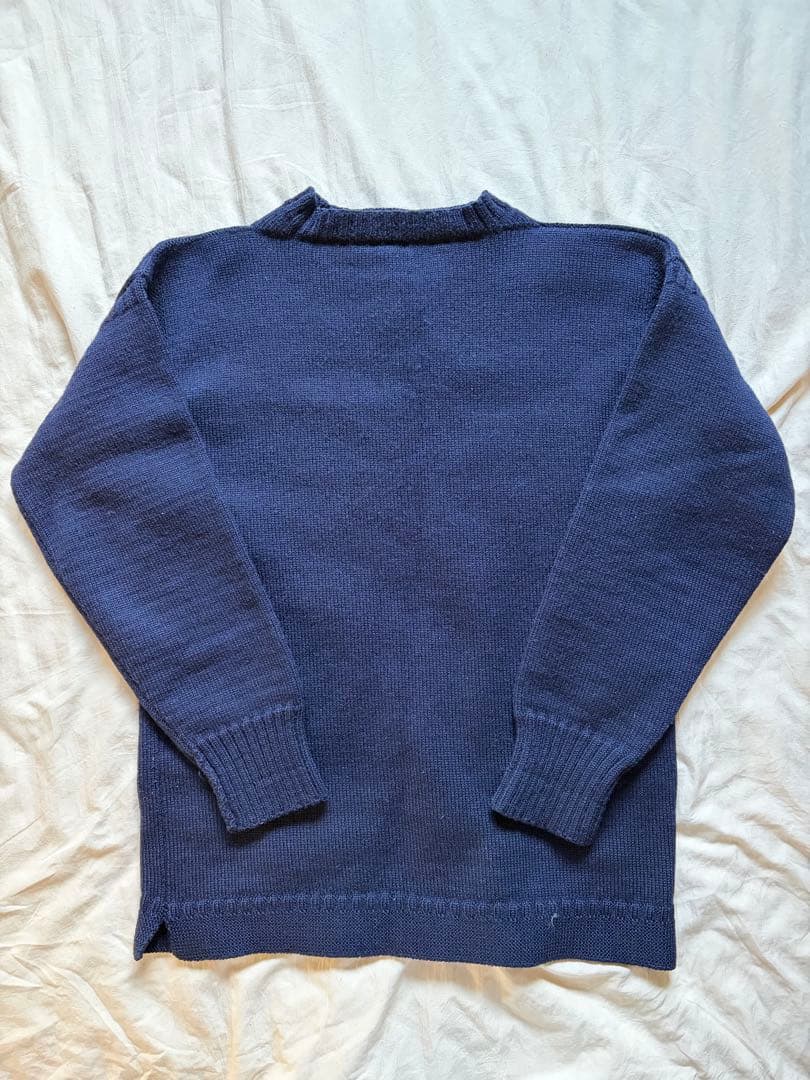 70s イギリス製 LE TRICOTEUR ガンジーニットセーター ビショップの冬の定番〈Le Tricoteur〉より、絶妙なコントラストが魅力