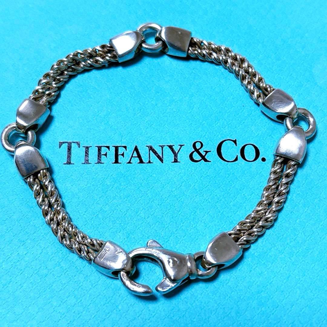 【美品】19cm 希少 ティファニー ダブルロープ リンク ブレスレット 925