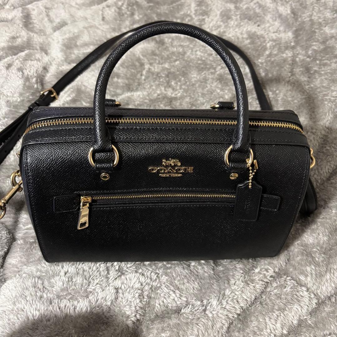 COACH ブラック レザー ハンドバッグ