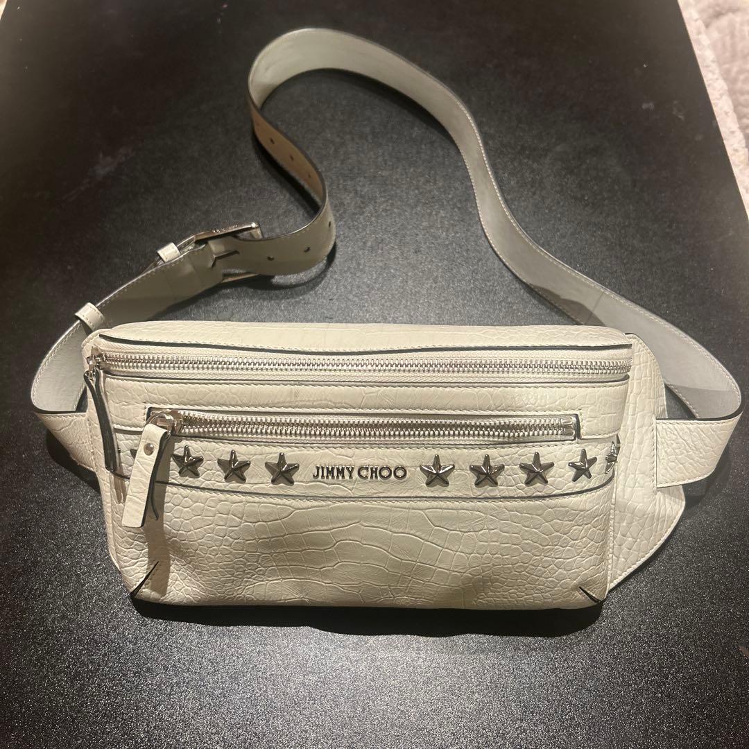 JIMMY CHOO ボディバッグ・ウエストポーチ ホワイト Jimmy Choo Avenue Quad XS Shoulder Bag, Off-White Leather with