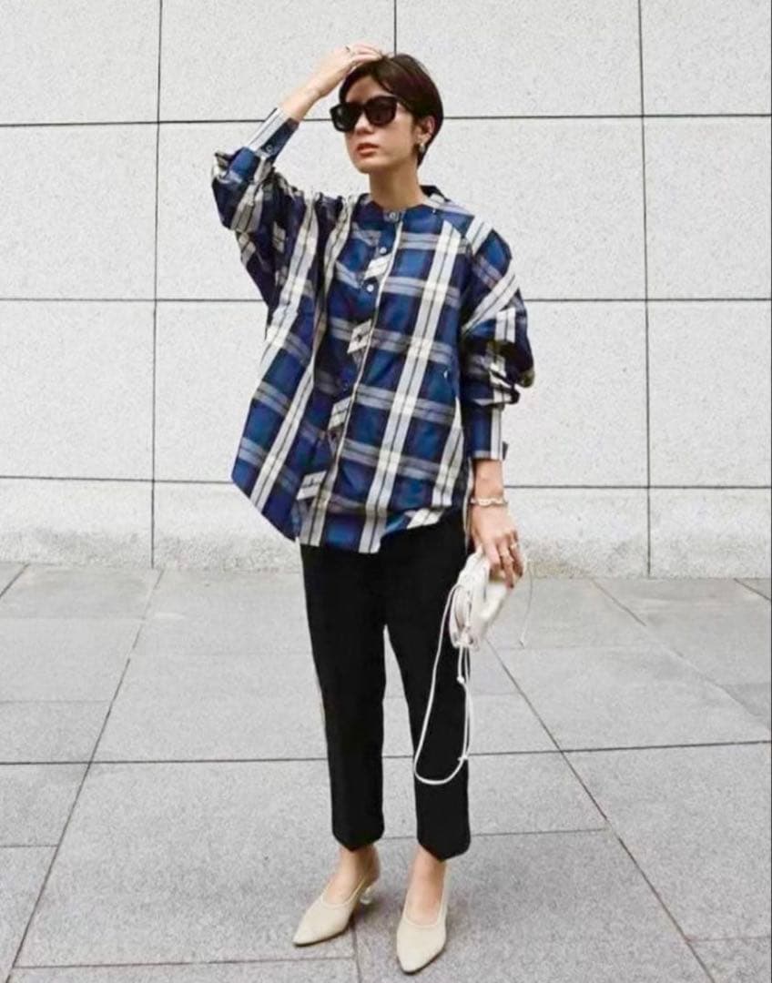 美品　MACHATT スタンドカラーオーバーシャツ　タータンチェック merc（メルク） シャツ タータンチェックシャツ メンズ : ZOZOTOWN