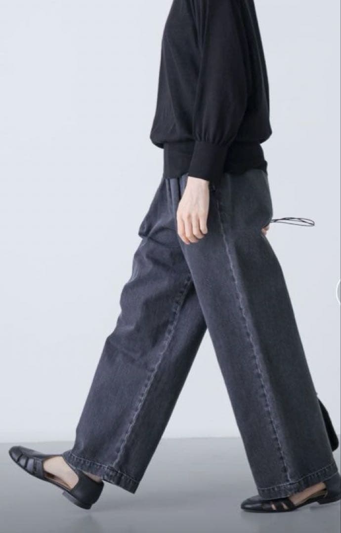 かぐれ　フェードデニムイージーパンツ　ブラック かぐれ｜フェードデニムイージーパンツ - かぐれ(カグレ) | キナリノモール