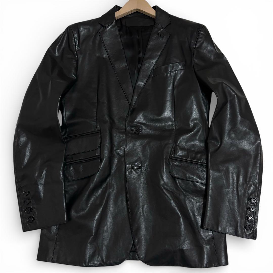 【極上の艶/ハリ】コスチュームナショナル レザージャケット テーラード 本革 黒