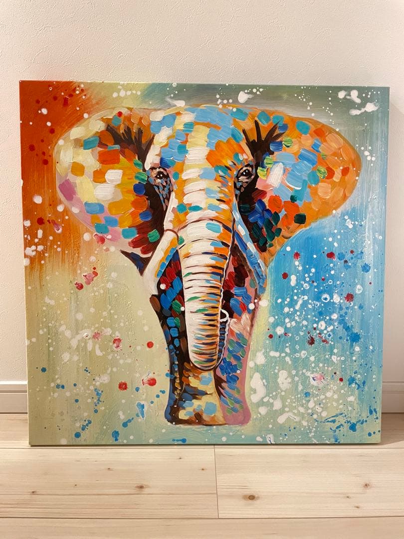 油絵　手描き　象　Amazonで約３万円で購入