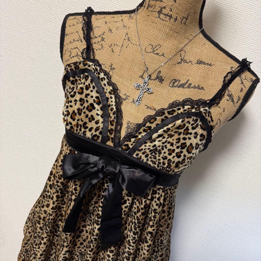 y2k 00s❤︎平成 ベロアリボン 豹柄キャミソール - メルカリ
