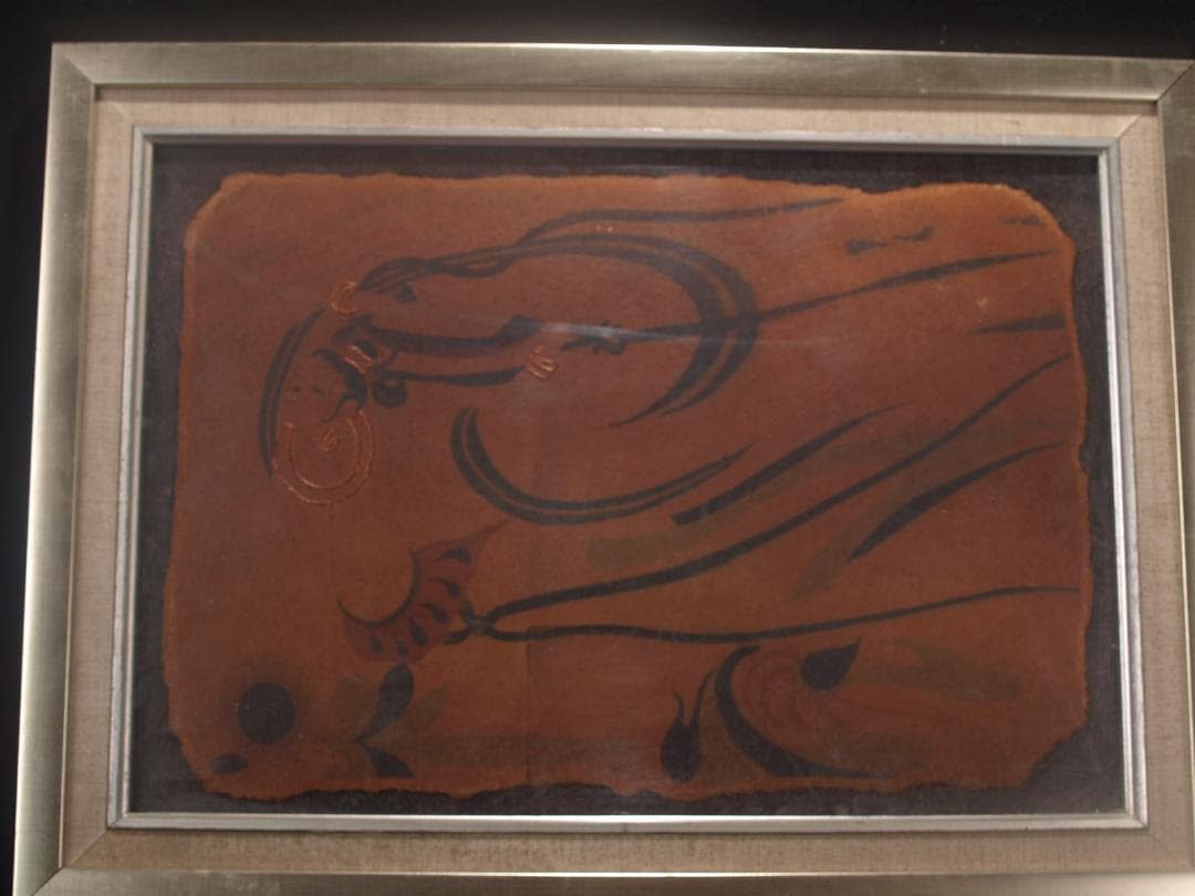 中国唐時代　敦煌莫高窟壁画 彩絵　人物像 発掘品 古美術 AK1896A9-3