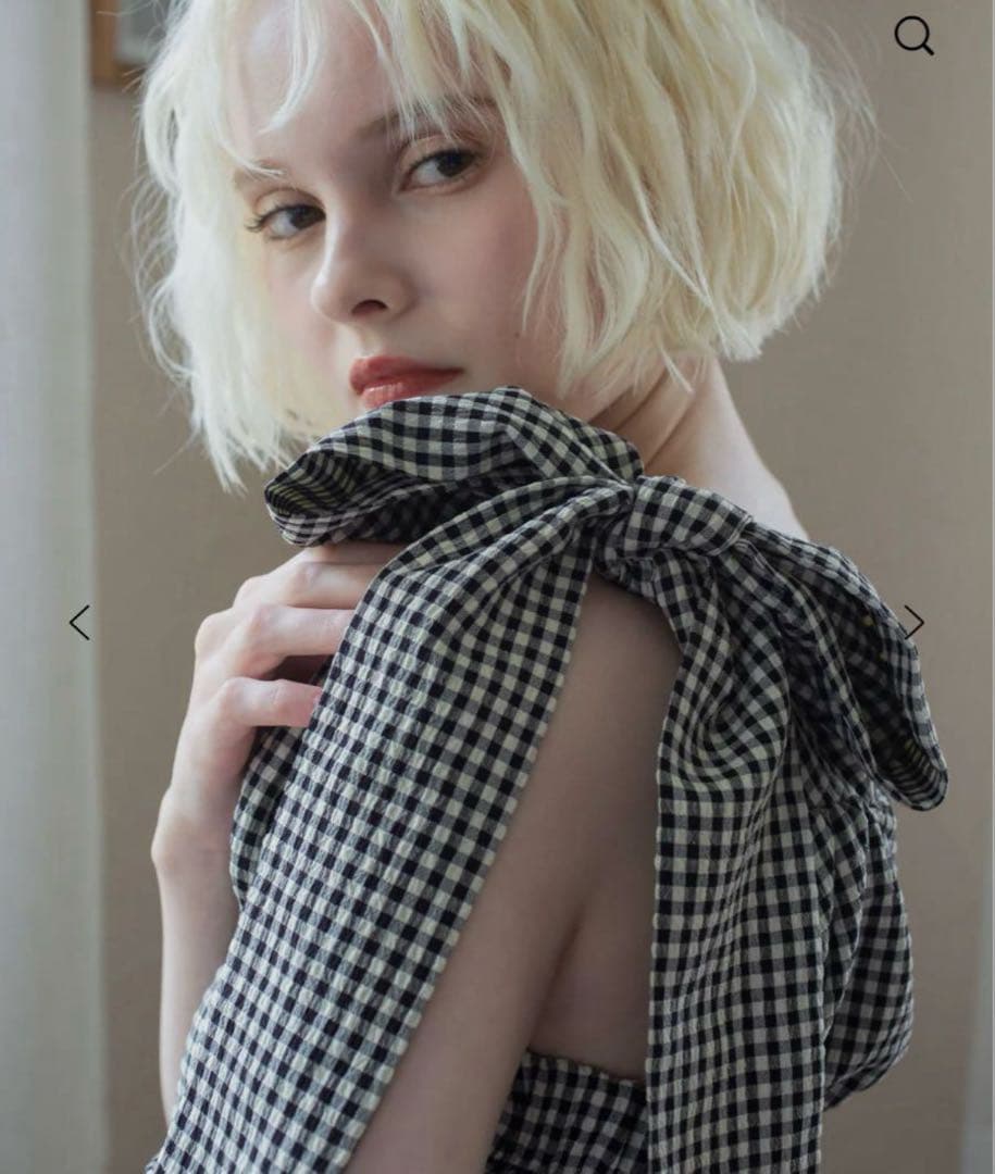 新品RANCLIC 2way ribbon peplum top GINGHAM