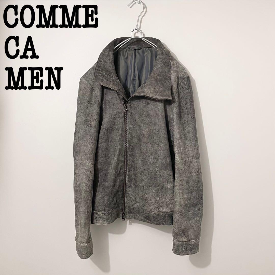 COMME CA MEN レザー ブルゾン ジャケット デニム デザイン 羊革