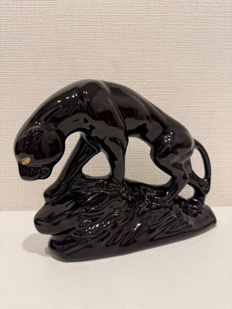 ★セラミック★黒豹★置物★ブラックパンサー★工芸品★インテリア★ヴィンテージ