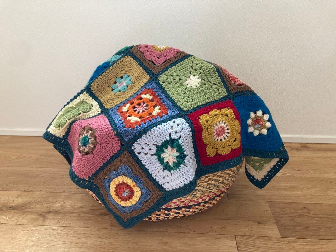 手編み　グラニースクエア　マルチカバー　ブランケット　ハンドメイド　かぎ針編み 送料無料】ブランケット マルチカバー グラニースクエア モチーフ かぎ