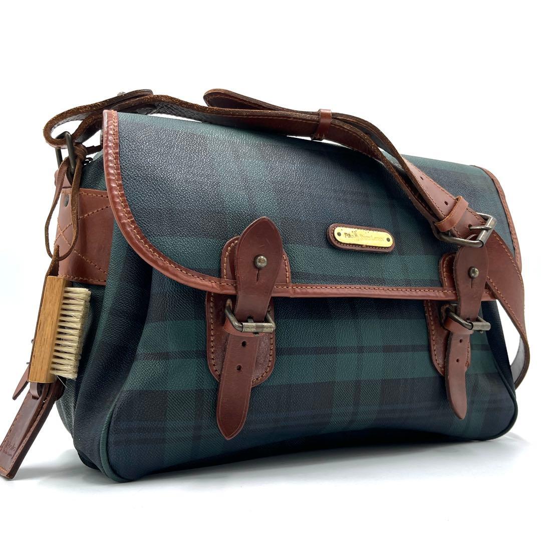 【美品】ポロラルフローレン ショルダーバッグ メッセンジャー チェック 極美品 POLO RALPH LAUREN ラルフローレン メッセンジャーバッグ