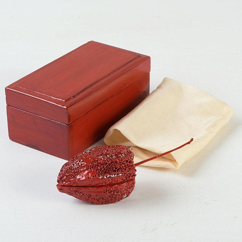 茶道具　乾漆　透かし鬼灯　香合　漆塗箱　V　9344