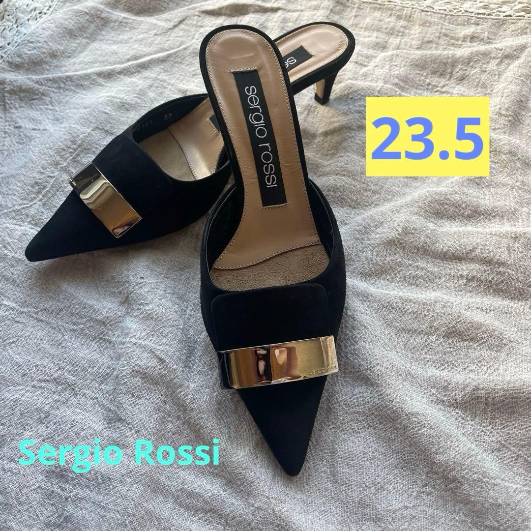 セルジオロッシ SR1 ミュール　パンプス ブラック 23.5cm 黒　37