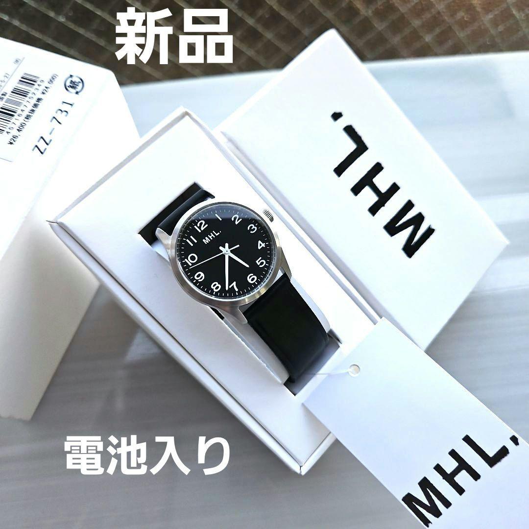 新品⭐MHL. マーガレット ハウエルレザーストラップウォッチ 黒 電池