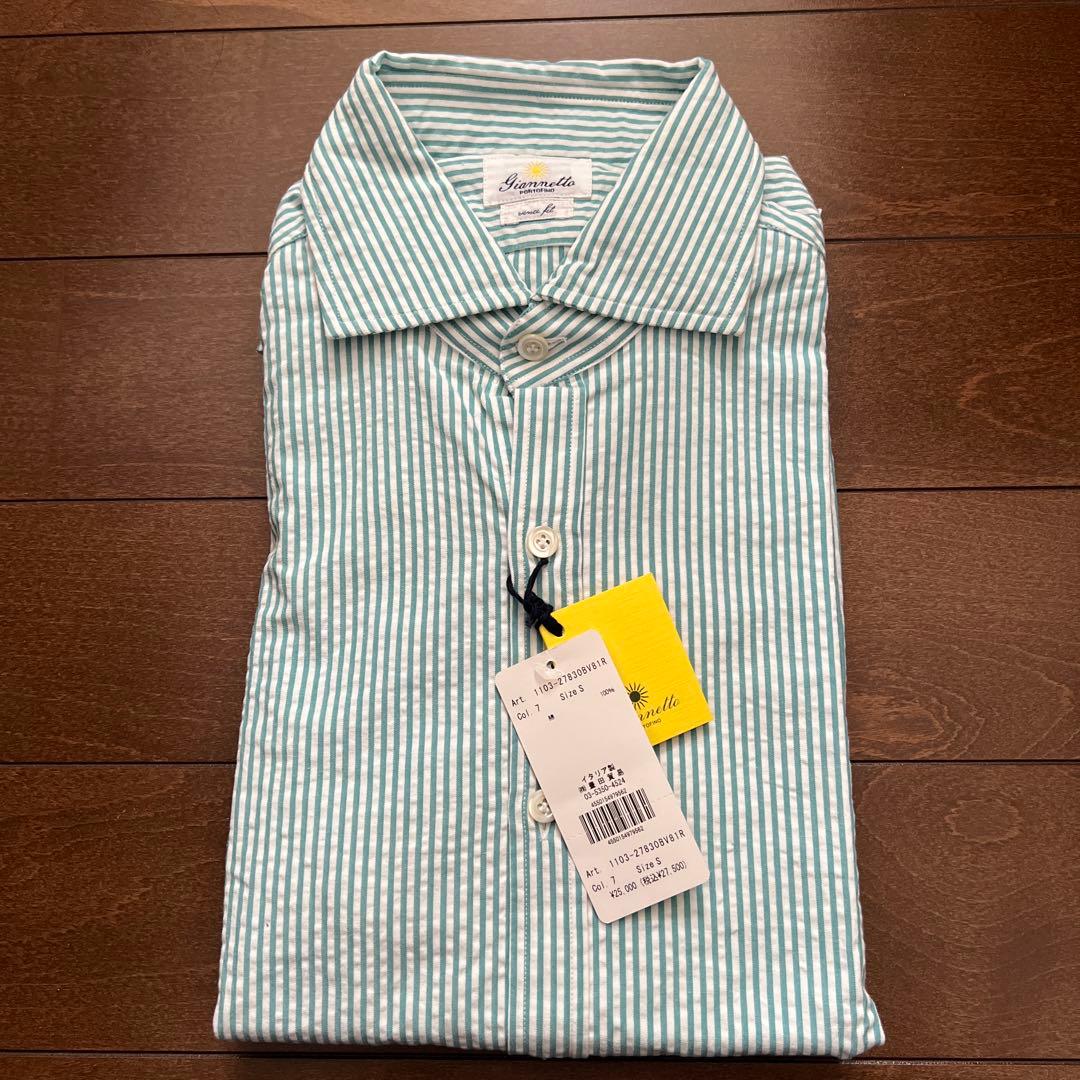 【未使用品】ジャンネット　シアサッカーシャツ　サイズS