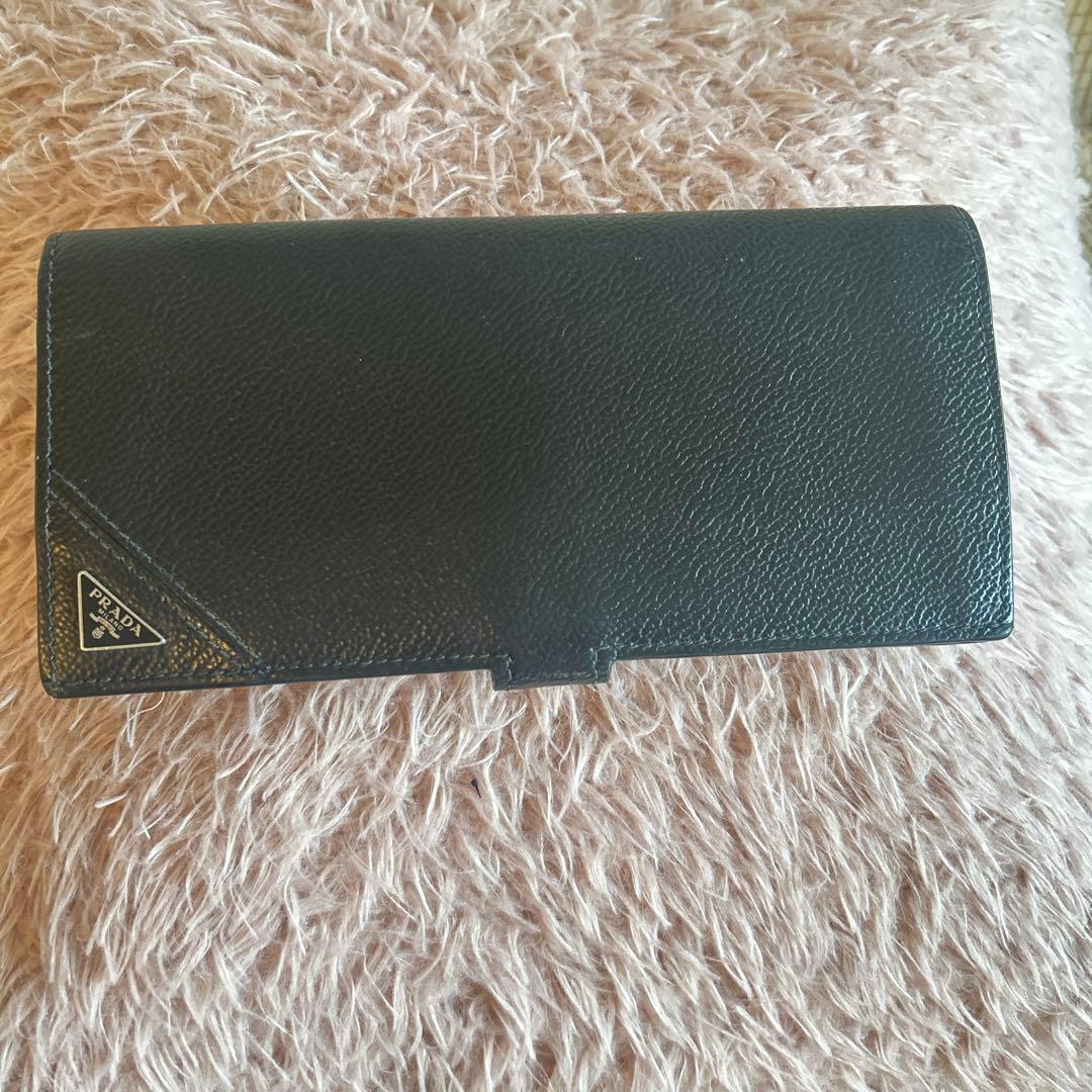 専用　PRADA 黒 レザー 長財布 三角プレート　サフィアーノ　カードケース